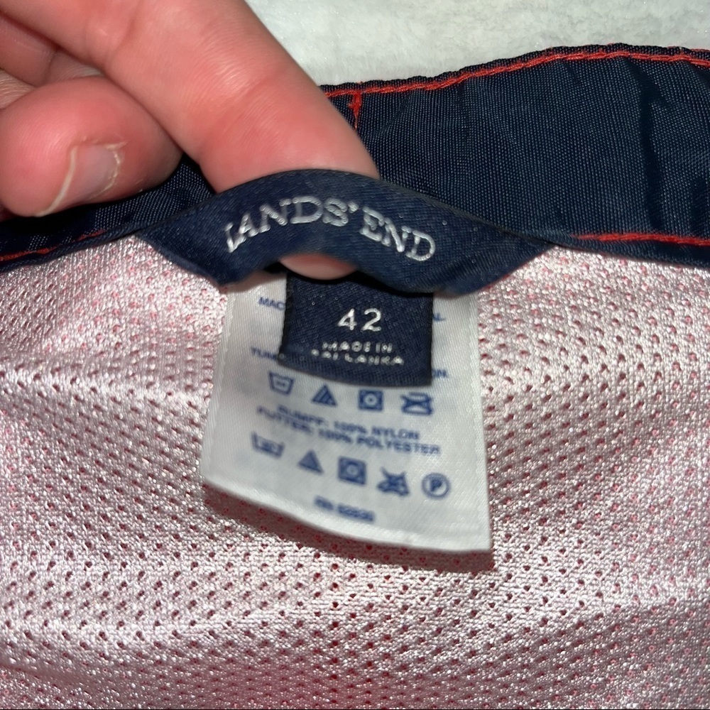 Lands’ End Men’s Nylon Swin Trunks Sz 42 Red Fully Lined Drawstring 3 Pockets - Picture 5 of 11